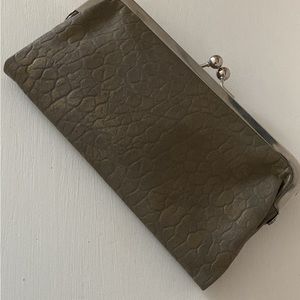 Grey Clutch w Zipper Closure & long Strap -Vintage